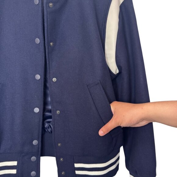 Gap navy blue and white wool blend varsity jacket size XS - Picture 5 of 8